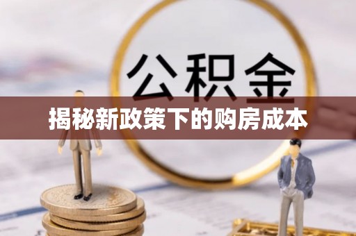 水林揭秘新政策下的购房成本