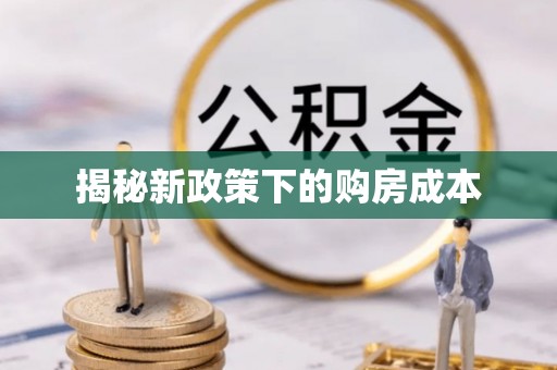 水林揭秘新政策下的购房成本